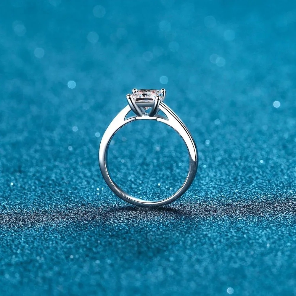 #Certified 2ct. t.w. Moissanite Diamond Princess Cut Engagement Ring NEW
